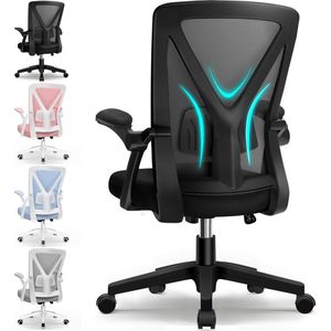Ergonomische Bureaustoel - Bureaustoel - Bureaustoelen voor Volwassenen - opklapbare armleuningen-150 Kg - Zwart