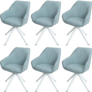 Set van 6 eetkamerstoelen MCW-K27, keukenstoel Stoel met armleuningen, draaibaar stof/textiel ~ mintgroen