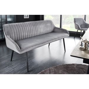 Design bank TURIN 160cm zilvergrijs fluweel zwart metalen armleuning - 43692