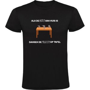 KatMuis T-shirt Heren | tafel | dansen | feest | muizen | kat | huis | weg |