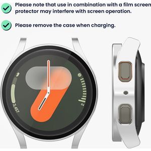 kwmobile 2x cover geschikt voor Samsung Galaxy Watch 7 40mm - Fitnesstracker cover van gehard glas en kunststof frame set zwart / zilver