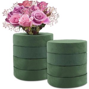 Steekschuim ronde steekmassa 18 x 4 cm groen - Knutselen bruiloften verjaardagen - Tuin bloemendecoratie
