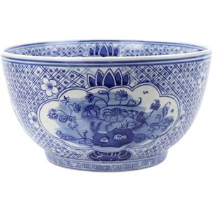 The Ming Garden Collection | Chinees Porselein | Grote Fleurige Porseleinen Fruitschaal | Blauw & Wit