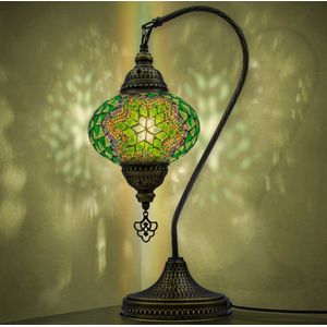 Mozaiek Zwanenhals Lamp, Handgemaakte, Nachtlampje, Turkse, Arabisch, Oosterse, Tiffany, Marokkaanse Decoratieve Tafellampen Voor Slaapkamer, Bureau, Woonkamer En Perfecte Cadeau Voor Speciale Dagen - Groen