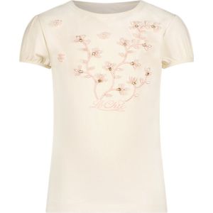Meisjes t-shirt luxe bloemen - Nommy - Pearled ivoor wit