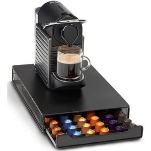 KitchenBrothers Capsulehouder - Koffiecups houder - met Lade - Geschikt voor Nespresso - 60 Cups - Zwart