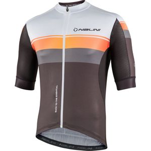 Nalini - Heren - Fietsshirt - Korte Mouwen - Wielrenshirt - Grijs - Oranje - NEW SPEED JERSEY - L