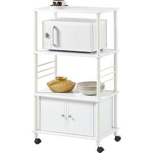 Keukenkast - Magnetronkast Keuken - Trolley op Wieltjes - Wit