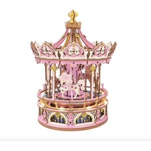 Robotime - Romantic carousel - Muziek doos - Dream version - Houten modelbouw - Modelbouw - DIY - Hout 3D puzzel - Tieners - Volwassenen