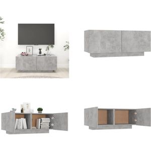 vidaXL Tv-meubel 100x35x40 cm spaanplaat betongrijs - Tv-kast - Tv-kasten - Tv-standaard - Tv-standaarden