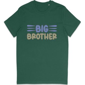 Jongens T Shirt Met Tekst: Big Brother - Grote Broer - Groen - Maat 152