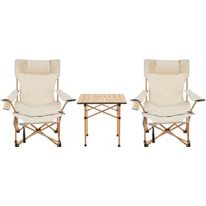 Tuinset Bellante 3-delig campingset opvouwbaar houtkleurig en beige casa.pro