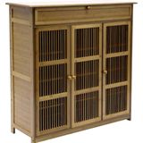 Schoenenkast - Schoenenkasten - Schoenenrek - Houten Kast - Keukenkast - Gangkast - Eetkamerkast - Dressoir - Opbergvak - 4 Planken - 3 Deuren - Bamboe - Bruin