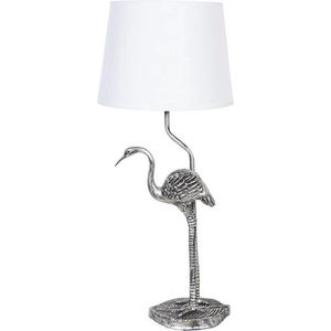 Tafellamp Ø 25*58 cm E27/max 1*60W Zilverkleurig Kunststof Rond Bureaulamp Nachtlampje