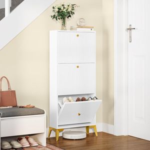 Goodivery ® Slim Schoenencabinet met 3 Opvouwbare Laden en Verstelbare Verdelers voor Woonkamer en Slaapkamer