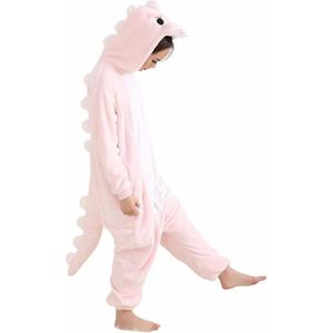 Roze Dino Onesie Verkleedkleding - Volwassenen & Kinderen - XS (1.40 - 1.46 cm)