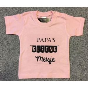 Baby shirt roze met opdruk Papa's kleine meisje maat 92