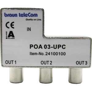 Braun TeleCom - Braun TeleCom A160033 Satelliet Splitter / 5-2000 Mhz - 3 Uitgangen - 30 Dagen Niet Goed Geld Terug
