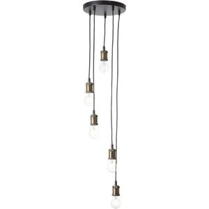 BRILLIANT lamp Ugolin hanglamp 5 flg zwart / antiek geborsteld messing | 5x A60, E27, 40W, geschikt voor standaardlampen (niet inbegrepen) | Schaal A ++ tot E | Kabel kan worden ingekort