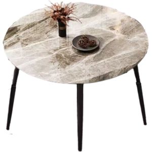 Ronde Eettafel Marmer Tavien - Eetkamertafel - Voor Eetkamer of restaurant - 80 cm - 4 personen - Grijs