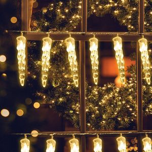 Ijspegel verlichting buiten LED IJspegel Verlichting buiten Kerstverlichting binnen met Afstandsbediening Kerstlampjes Feestverlichting Feest - Kerst - 40 IJspegels IP44 8 modi 10m 40LEDs warm wit