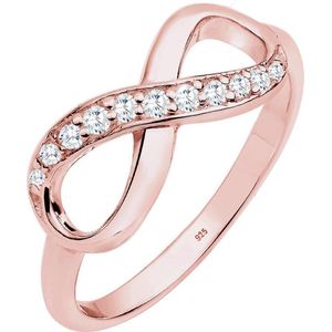 Elli Dames Ring Dames Infinity Symbool Oneindigheid Trend met Zirkonia Kristallen in 925 Sterling Zilver