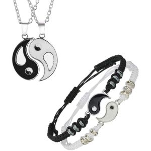 Bixorp Friends Yin Yang Vriendschapsketting + Armband voor 2 - BFF Sieraden set