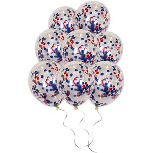 LUQ - Luxe Nederlandse Confetti Helium Ballonnen - 50 stuks - Verjaardag Versiering - Rood Wit Blauw Oranje - Koningsdag