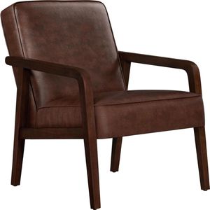 Vintage Loungestoel Donkerbruin - Comfortabele Gestoffeerde TV- En Leesstoel - Stijlvolle Relaxfauteuil Voor Woonkamer, Slaapkamer & Kantoor