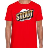 Fout Stout t-shirt in 3D effect rood voor heren - fout fun tekst shirt / outfit - popart L