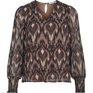 Vila Blouse Vimary V-neck Chiffon Top 2 14097866 Fossil/graphic Dames Maat - W36