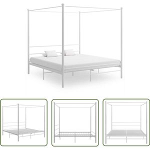 vidaXL Hemelbedframe - Wit - 180x200 cm - Metaal Slaapcomfort - Metal Frame - Bovenframe - Bedstede - Boxspring