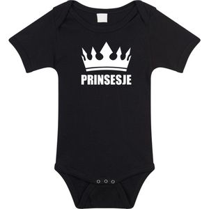 Prinsesje met kroon baby rompertje zwart meisjes - Kraamcadeau - Babykleding 68