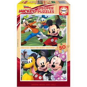 EDUCA - puzzel - 2 x 50 stuks - hout - MICKEY & FRIENDS