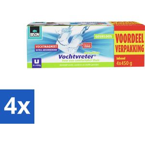 Bison - Ambiance - Vochtvreter - Vochtmagneet - Voordeelverpakking - 450 Gram - 4 stuks per verpakking - Geurloos - Voordeelverpakking - 4 stuks