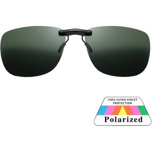 Fako Sunglasses® - Clip On Voorzet Zonnebril - Overzet Clip-on - Polariserend - Polarized - Large - 130x43mm - Groen