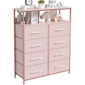 Ladekast – Dressoir - Kast met 8 lades – Roze