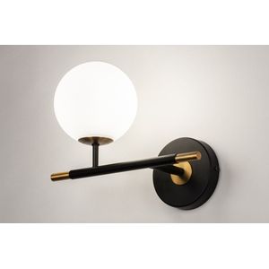 Lumidora Wandlamp 74257 - Voor binnen - MATERA - G9 - Zwart - Goud - Messing (kleur) - Metaal - Badkamerlamp