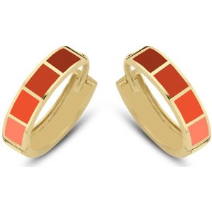 CO88 Collection Oorbellen Dames - Oorringen - Emaille - 16x4mm - Rood - Staal - Goudkleurig - 8CE-70496