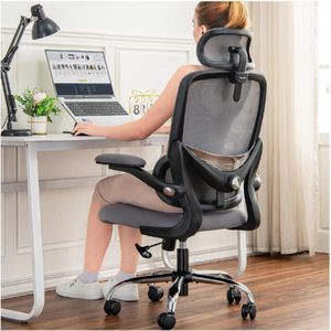 Ergonomische Bureaustoel - Draaibaar & Verstelbaar - Mesh Hoge Rugleuning - Lendensteun & Opklapbare Armleuningen - Tot 150 kg