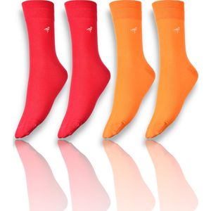 More Fashion - Dames Sokken - Maat 35 36 37 38 - 2-Pack - Oranje Roze - 81% Katoen - MADE IN EU