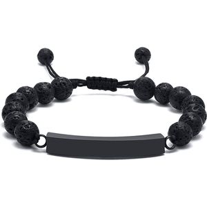 Assieraden Specialist - Crematie Urn Armband Verstelbaar - Lava Stenen Kralen - Zwart