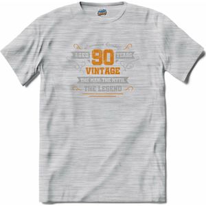 90 Jaar vintage legend - Verjaardag cadeau - Kado tip - T-Shirt - Meisjes - Donker Grijs - Gemêleerd - Maat 12 jaar