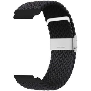 SmartphoneClip® - Horlogeband - Nylon Gevlochten Elastisch - 18mm - Zwart - Horlogebandjes