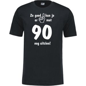 Mijncadeautje - Leeftijd T-shirt - Zo goed kun je er uitzien 90 jaar - Unisex - Zwart (maat M)