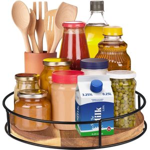 Draaitafel, organizer, hout, voor koelkast, keuken, kast, eetkamer, antislip draaiblad, keukenorganizer