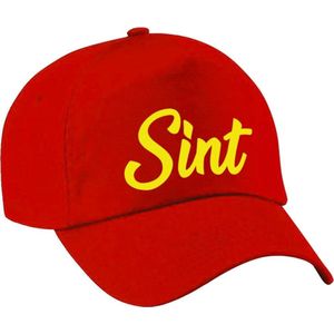 Sint verkleed pet rood voor volwassenen - rode baseball cap Sinterklaas - carnaval verkleedaccessoire voor kostuum / Sinterklaas feest outfit