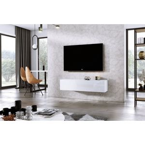 Meubel Square - TV meubel DIAMOND - Wit / Hoogglans Wit - 120cm - Hangend TV Kast