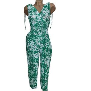 Dames jumpsuit met print M/L (36-40) groen/wit