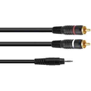 OMNITRONIC jack kabel 3 5 mm -  jack naar tulp - aux kabel - audio kabel 3.5 Jack/2xRCA 1m bk